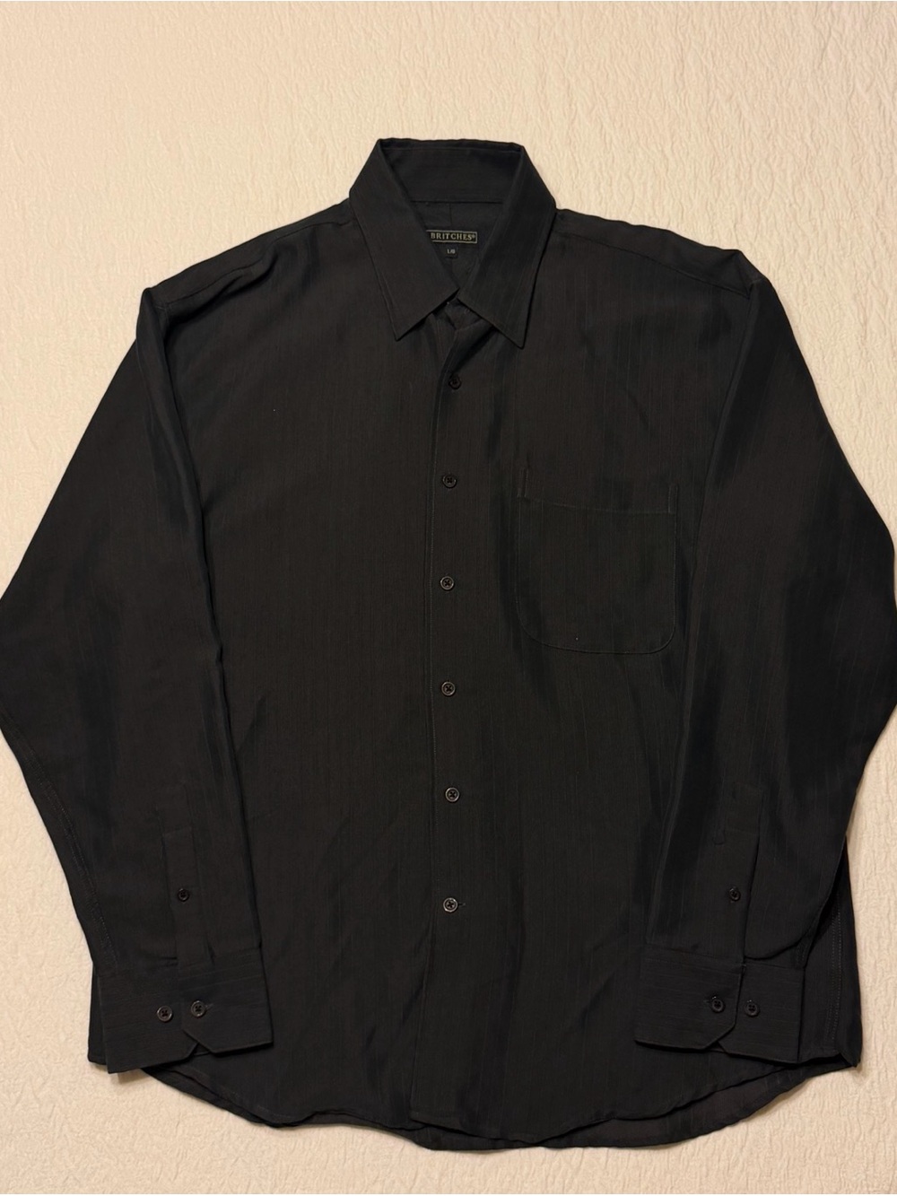 Britches Men's Black Long-Sleeve Dress Shirt with Point Collar
